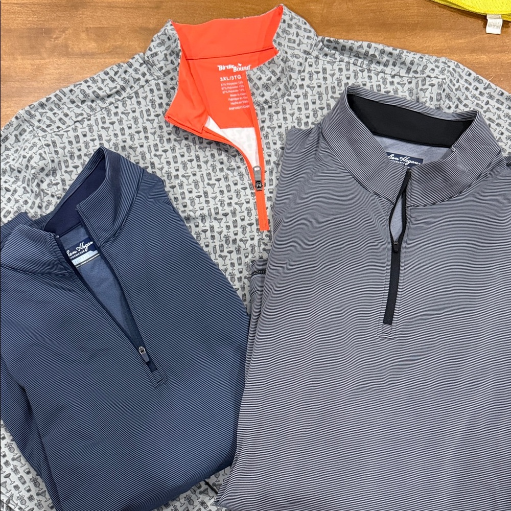 Golf set of Men's Gray and Navy Quarter-Zip Shirts